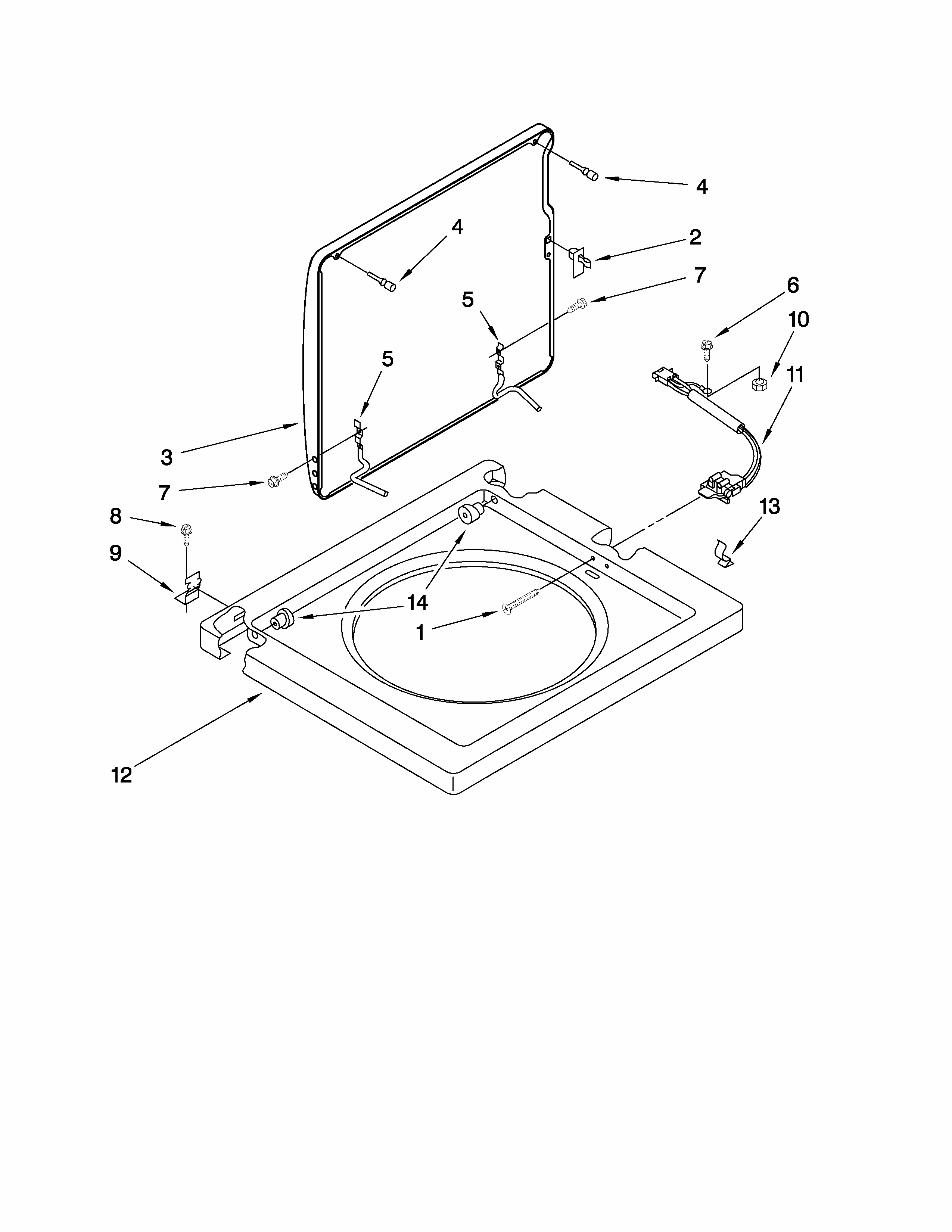 Washer Top And Lid Parts Diagram and Parts List for 11080754006  Kenmore Washer Dryer Combo