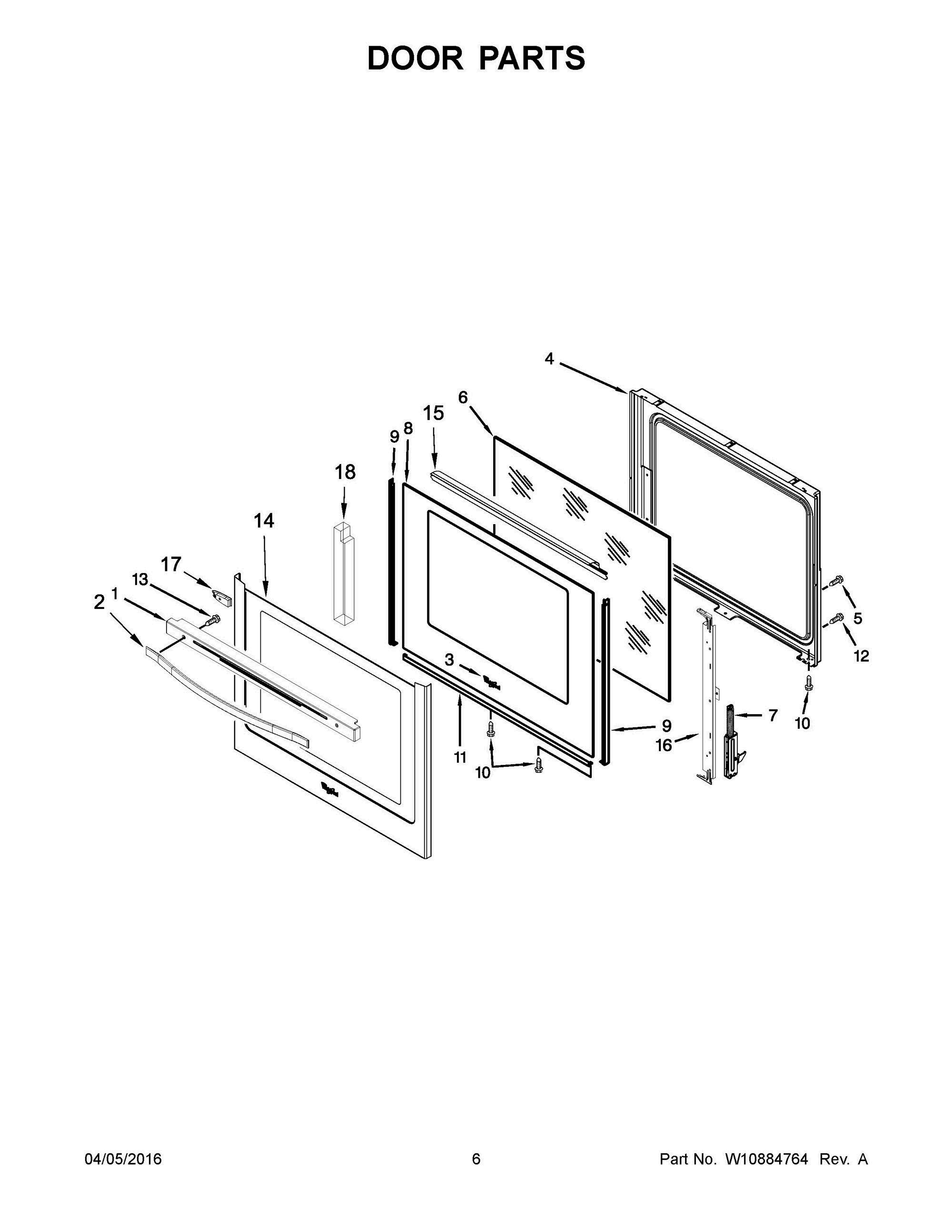04 - DOOR PARTS Diagram and Parts List for YWEE745H0FH0  Whirlpool Range