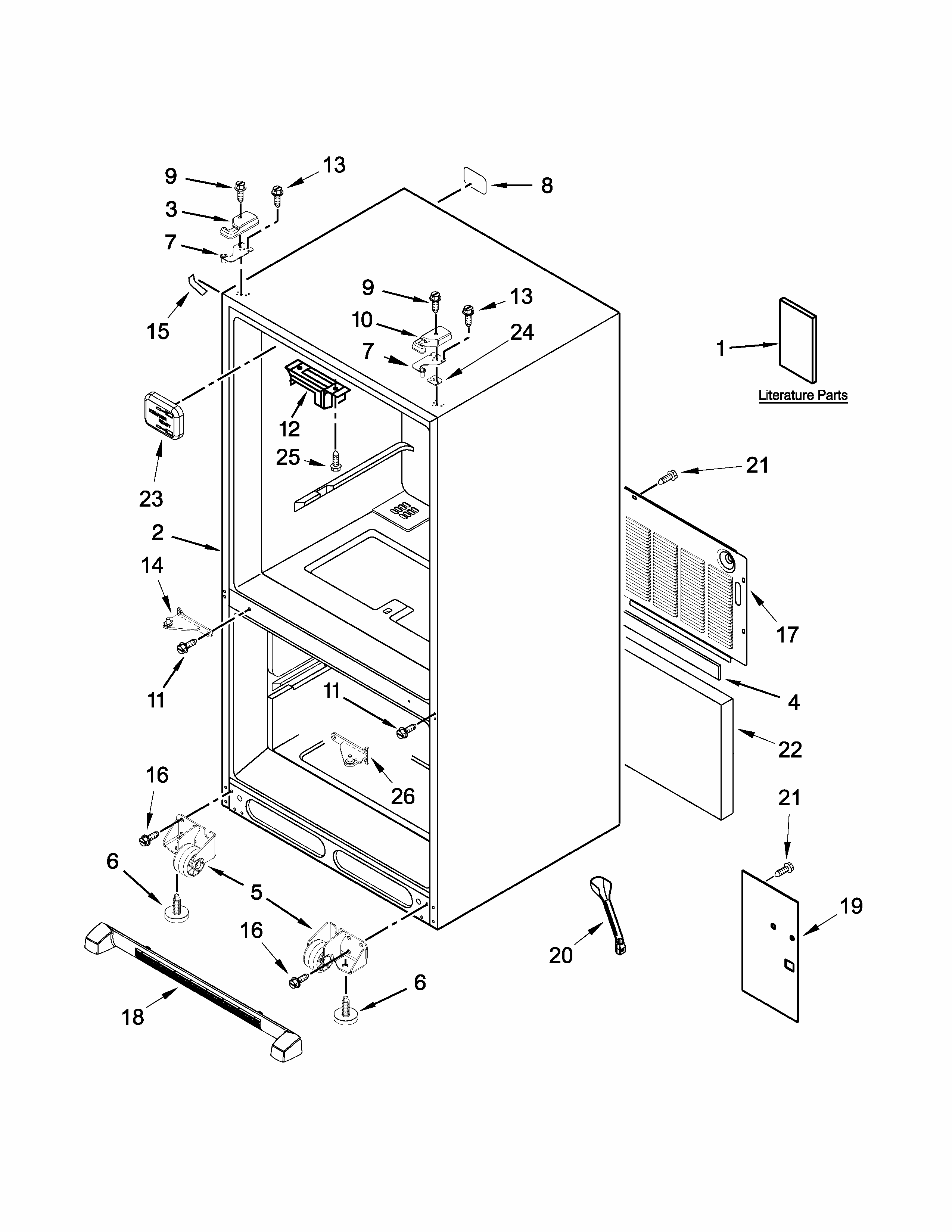 Cabinet Parts Diagram and Parts List for 59679412410  Kenmore Refrigerator