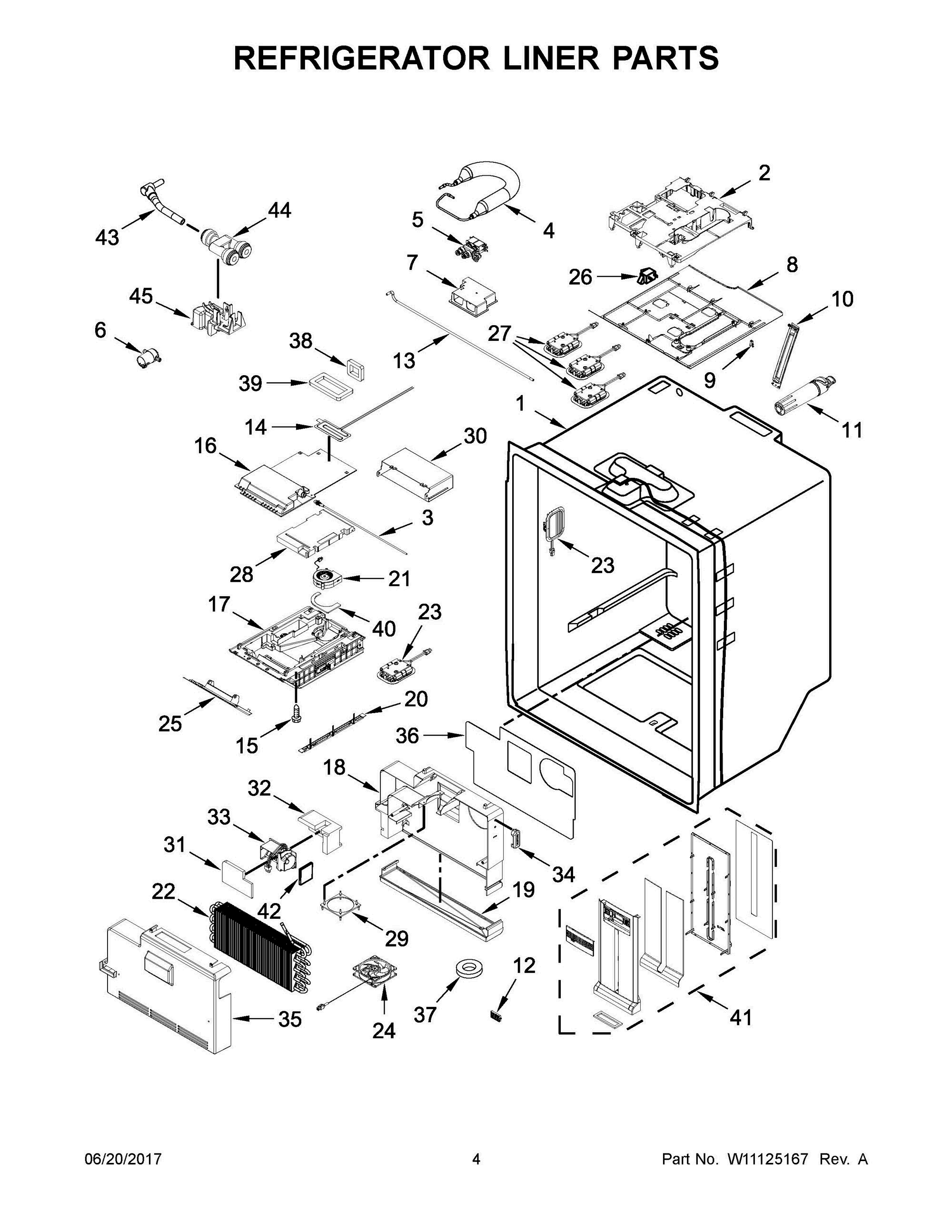 03 - REFRIGERATOR LINER PARTS Diagram and Parts List for WRX986SIHV00  Whirlpool Refrigerator