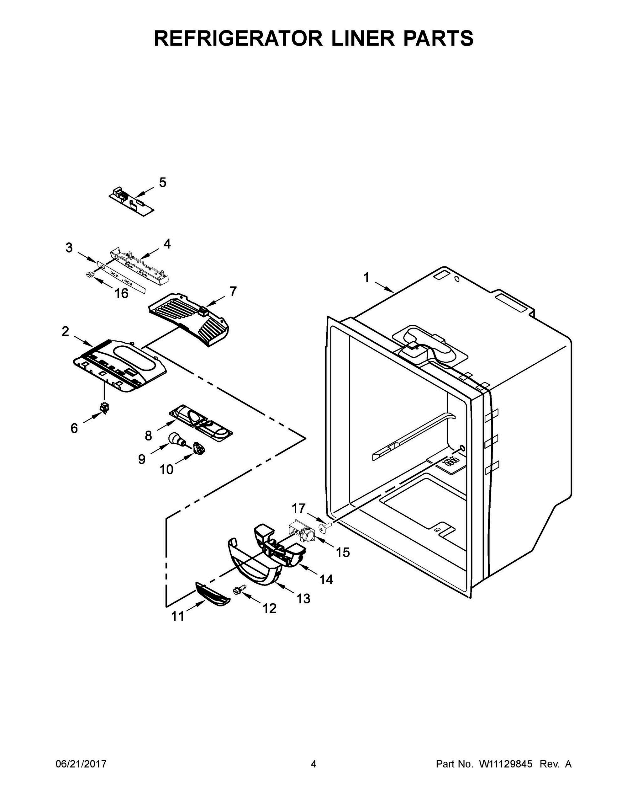 03 - REFRIGERATOR LINER PARTS Diagram and Parts List for WRF532SMHW00  Whirlpool Refrigerator