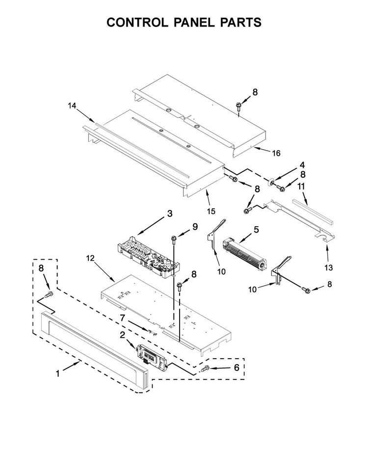 Control Panel Parts Diagram and Parts List for WOS92EC7AB04  Whirlpool Wall Oven