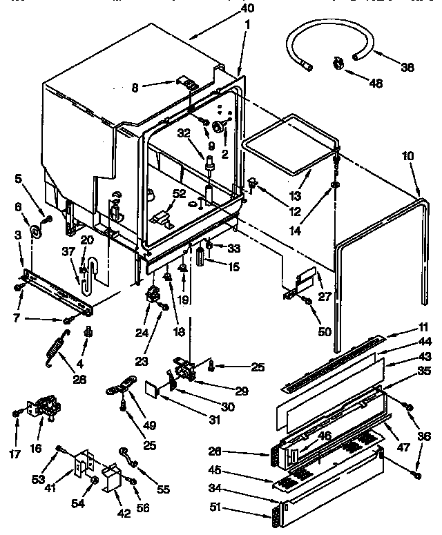 Tub Assembly Parts Diagram and Parts List for DU8700X4  Whirlpool Dishwasher
