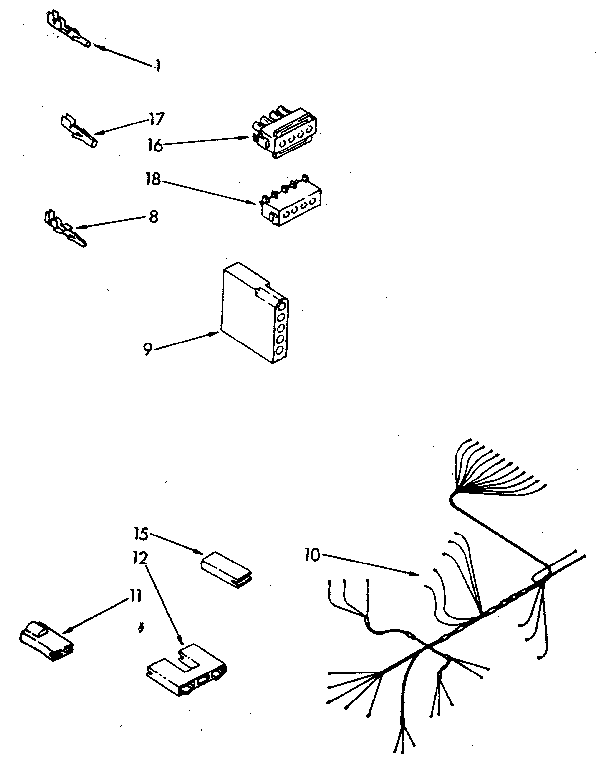 Wiring Harness Diagram and Parts List for DU7400X5-0  Whirlpool Dishwasher