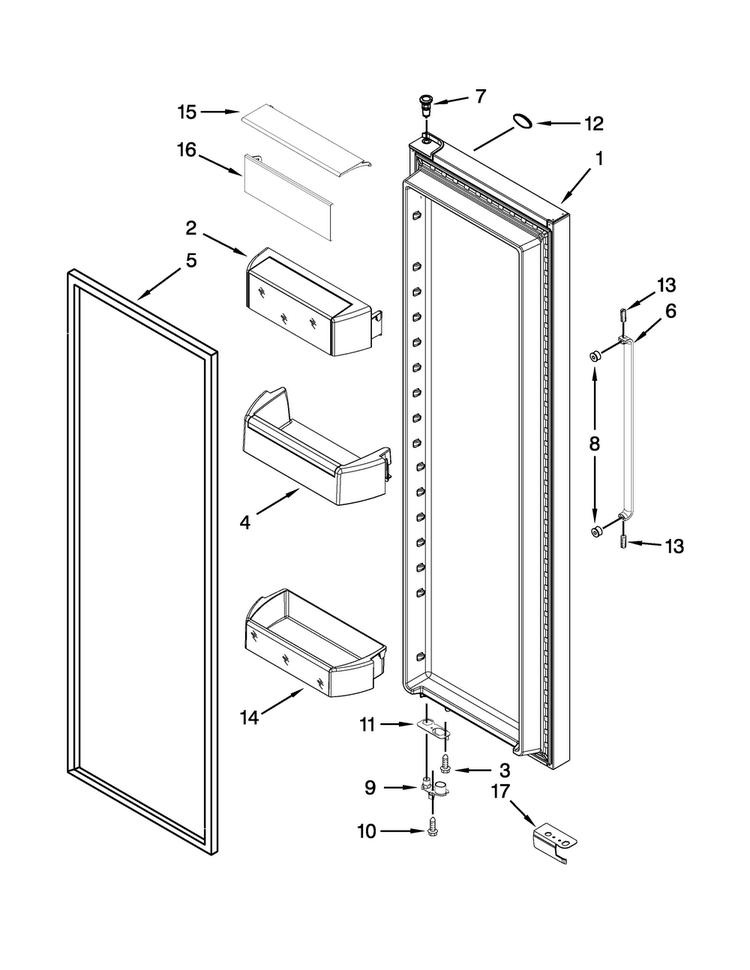 Refrigerator Door Parts Diagram and Parts List for BRS80ARANA02  Whirlpool Refrigerator