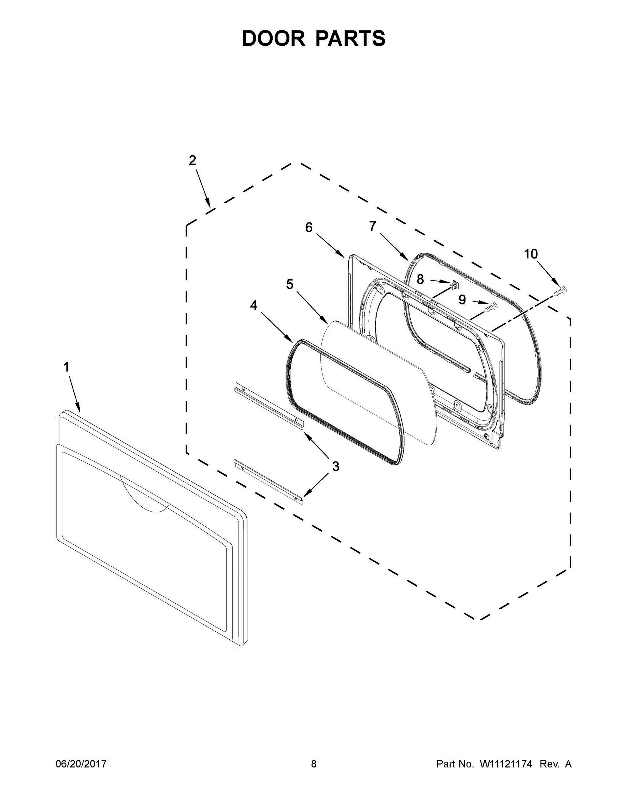 05 - DOOR PARTS Diagram and Parts List for WED7500GC0  Whirlpool Dryer