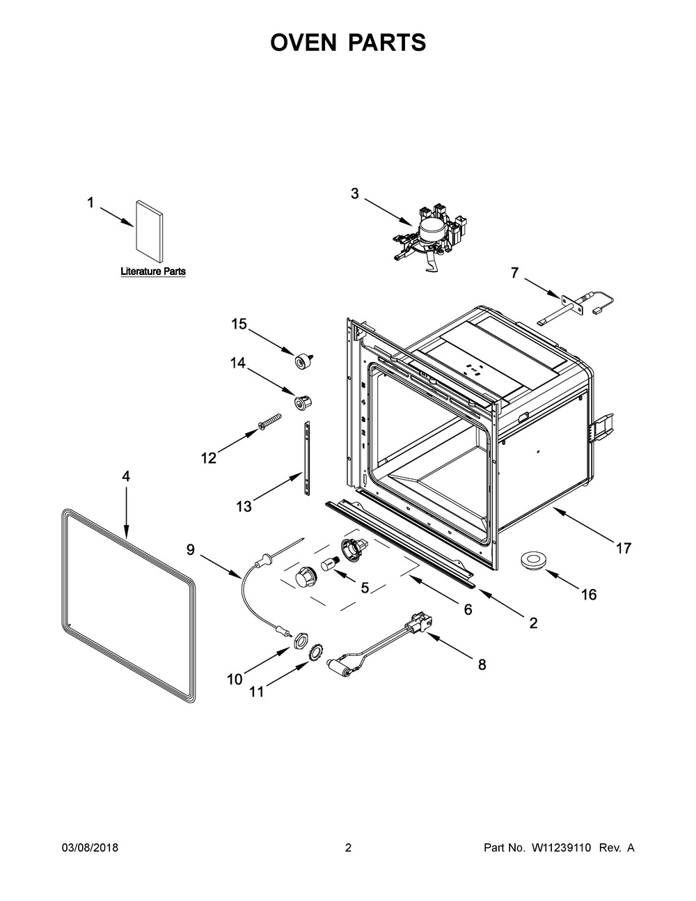 Oven Parts Diagram and Parts List for KOSC104FSS0  Whirlpool Wall Oven