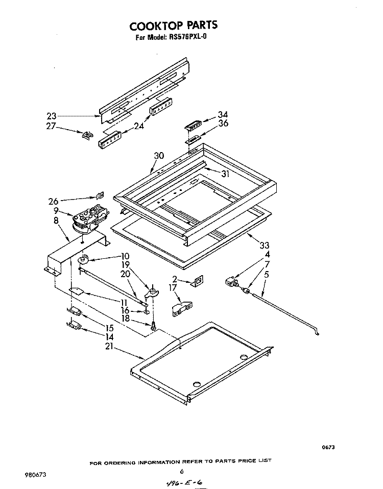 COOKTOP Diagram and Parts List for RS576PXL0  Whirlpool Range