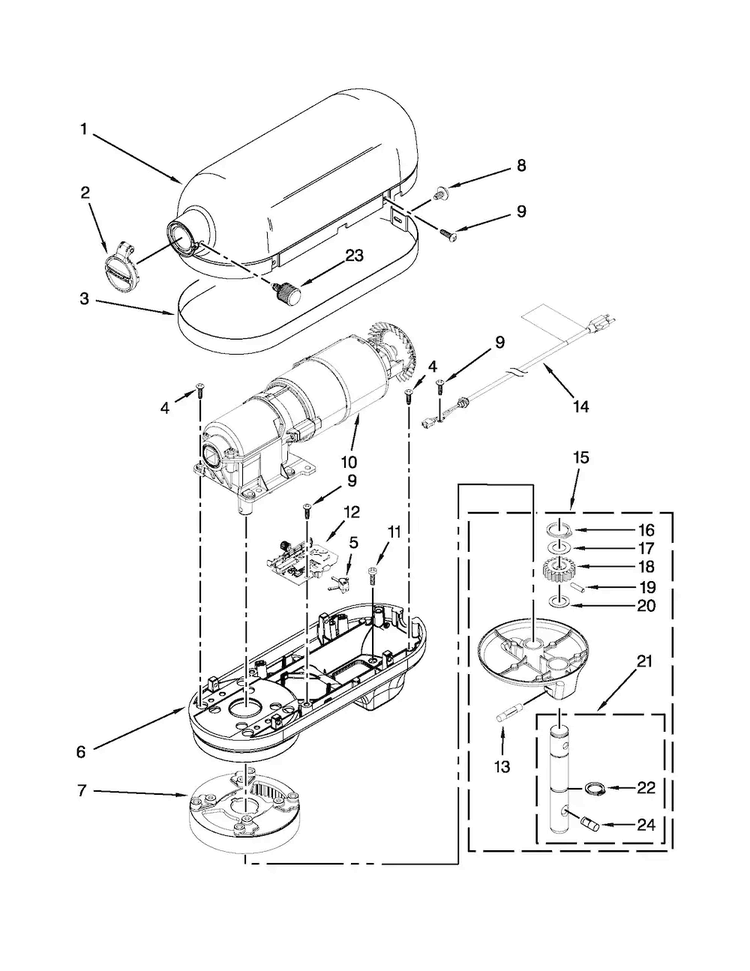 Case, Gearing And Planetary Unit Diagram and Parts List for KSM6573COB2  KitchenAid Mixer
