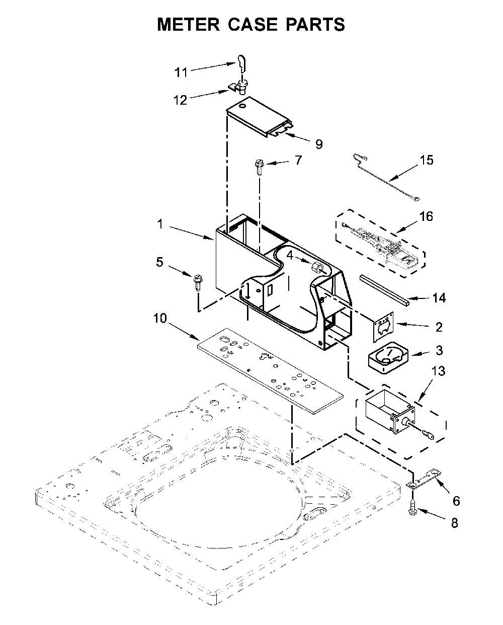 Meter case parts Diagram and Parts List for 11027022711  Kenmore Washer