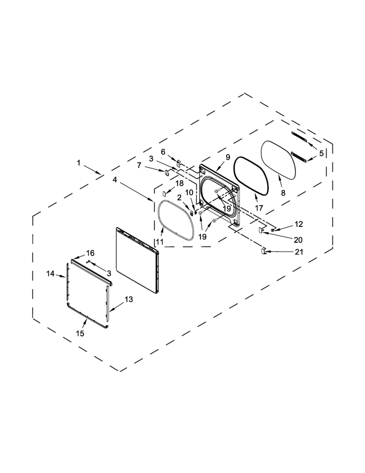 Door Parts Diagram and Parts List for 110C68132410  Kenmore Dryer