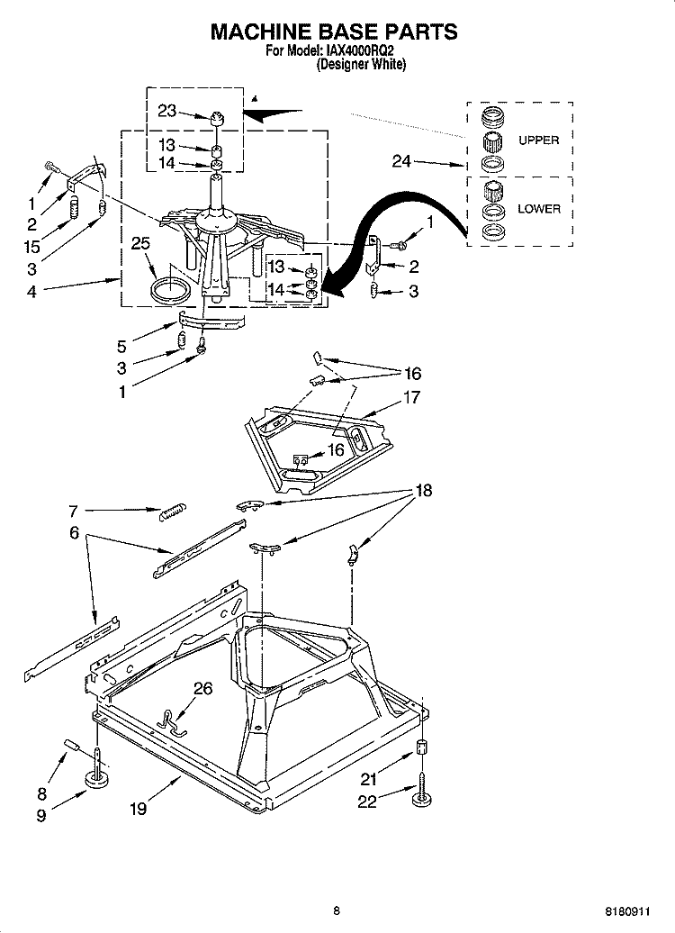 MACHINE BASE PARTS Diagram and Parts List for IAX4000RQ2  Inglis Washer