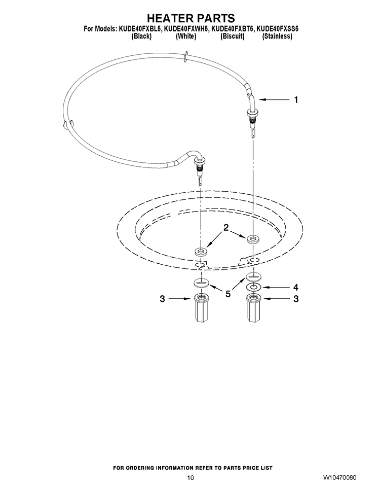 HEATER PARTS Diagram and Parts List for KUDE40FXSS5  KitchenAid Dishwasher