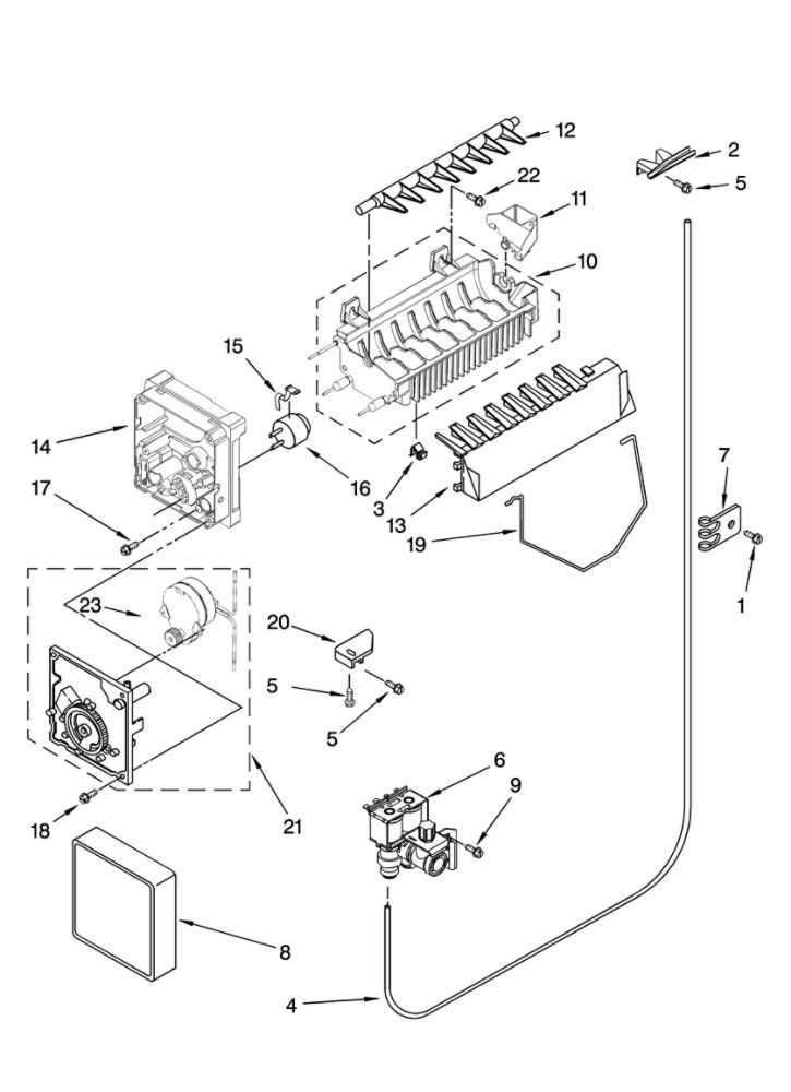 Icemaker Parts, Optional Parts Diagram and Parts List for 10659432801  Kenmore Refrigerator