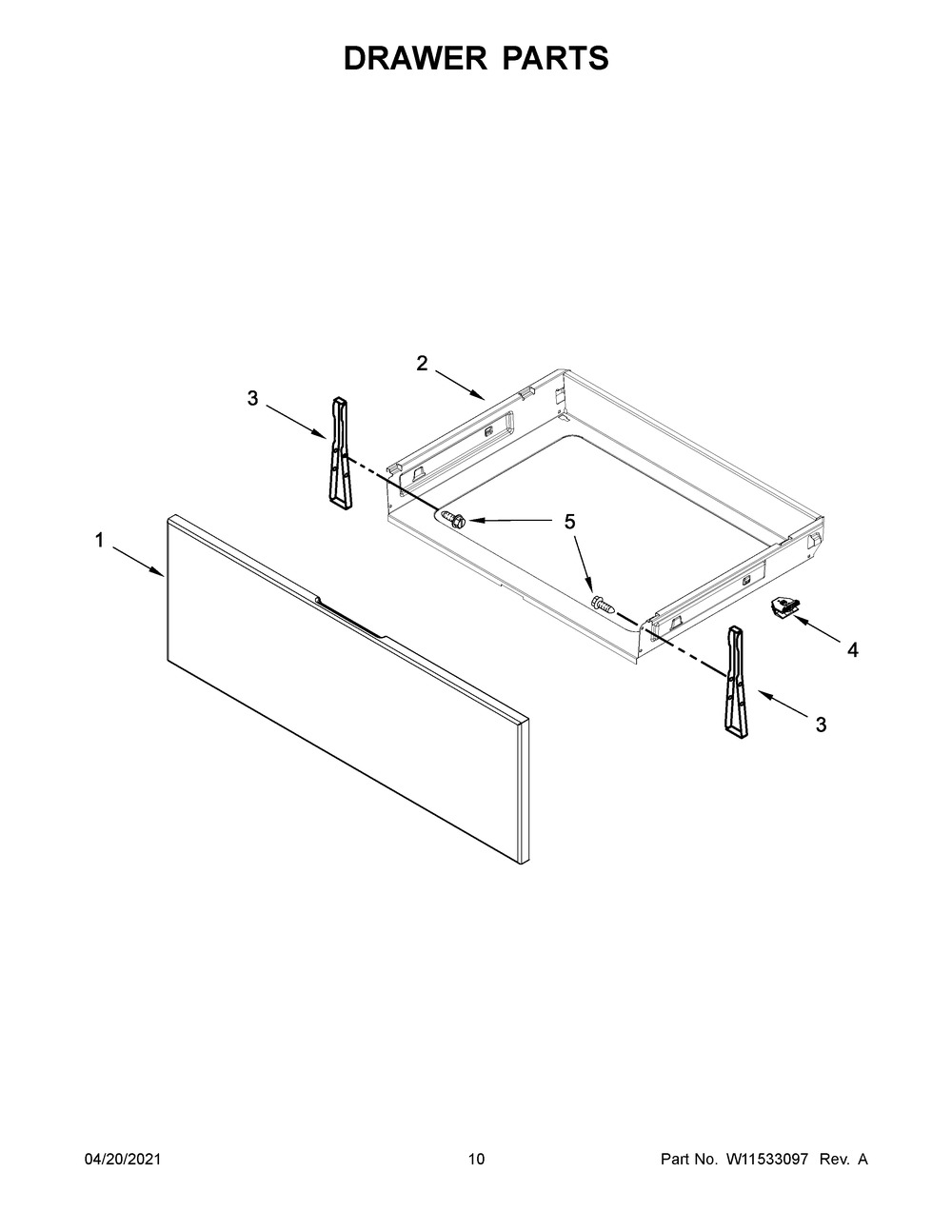 Drawer Parts Diagram and Parts List for YWFE521S0HS2  Whirlpool Range