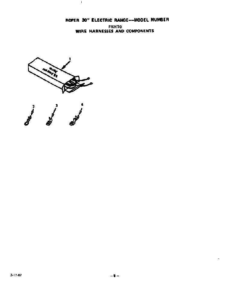 Wire Harness And Components Diagram and Parts List for F9027*0  Roper Range