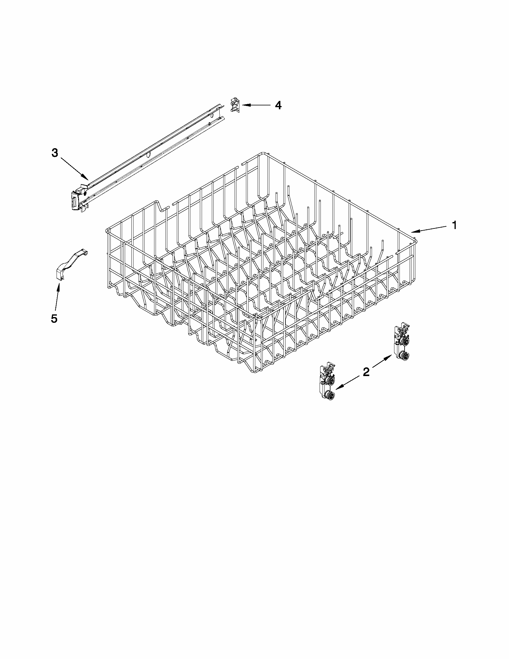 Upper Rack And Track Parts Diagram and Parts List for 66513255K111  Kenmore Dishwasher
