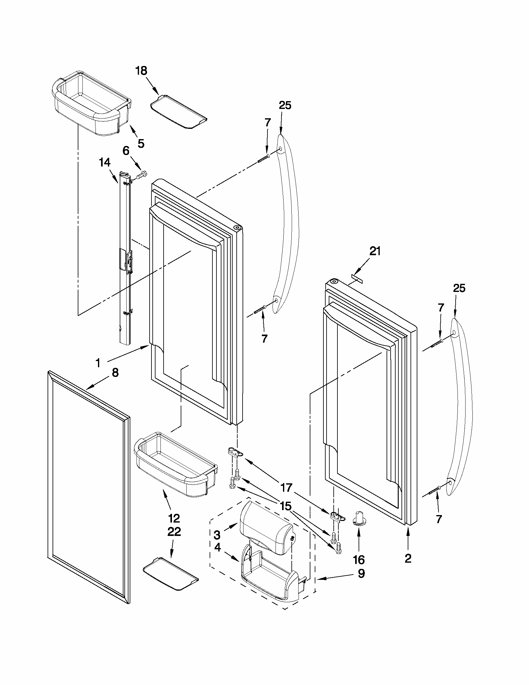 Refrigerator Door Parts Diagram and Parts List for 59679322013  Kenmore Refrigerator