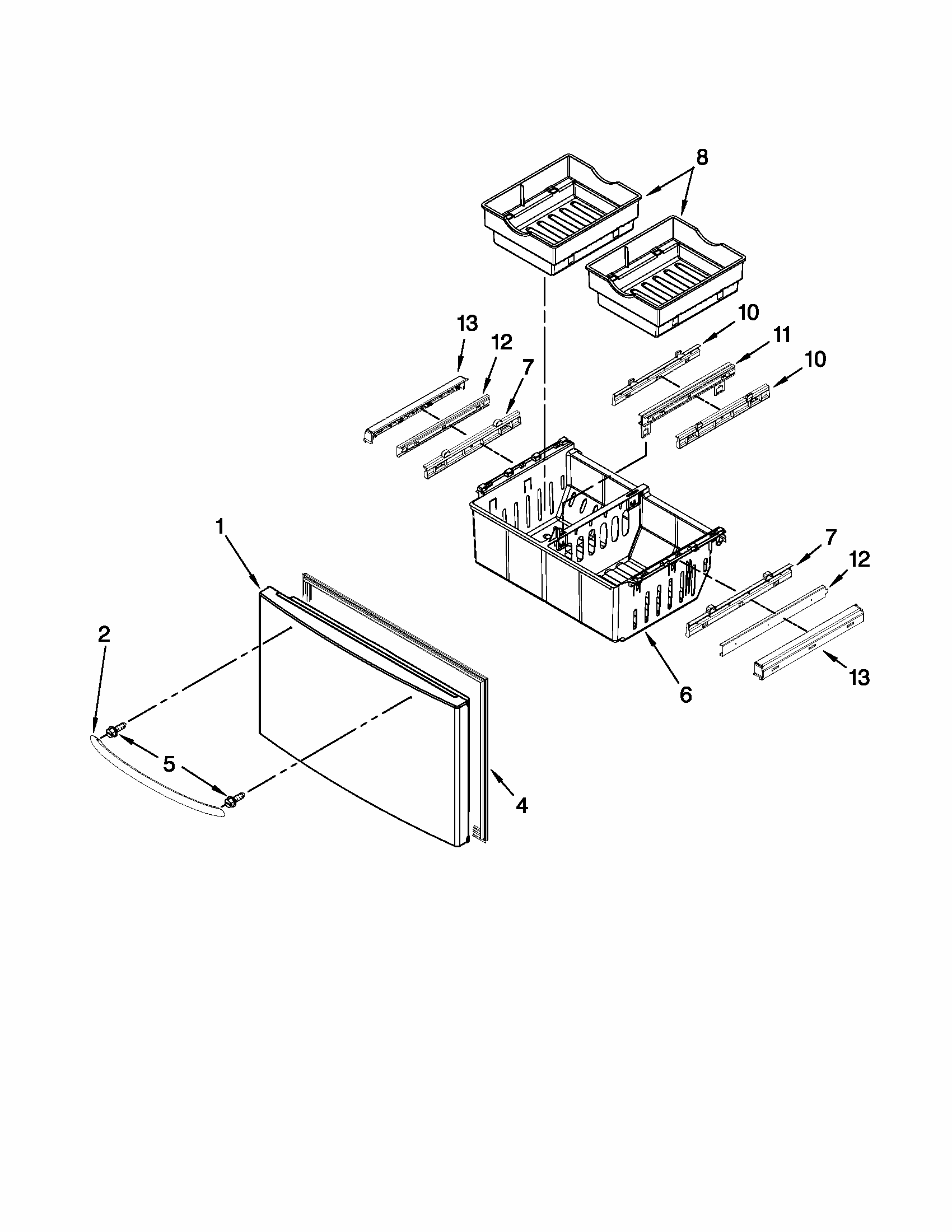 Freezer Door Parts Diagram and Parts List for 59679543015  Kenmore Refrigerator