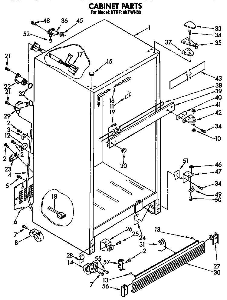 Cabinet Diagram and Parts List for KTRF18KTO00  KitchenAid Refrigerator