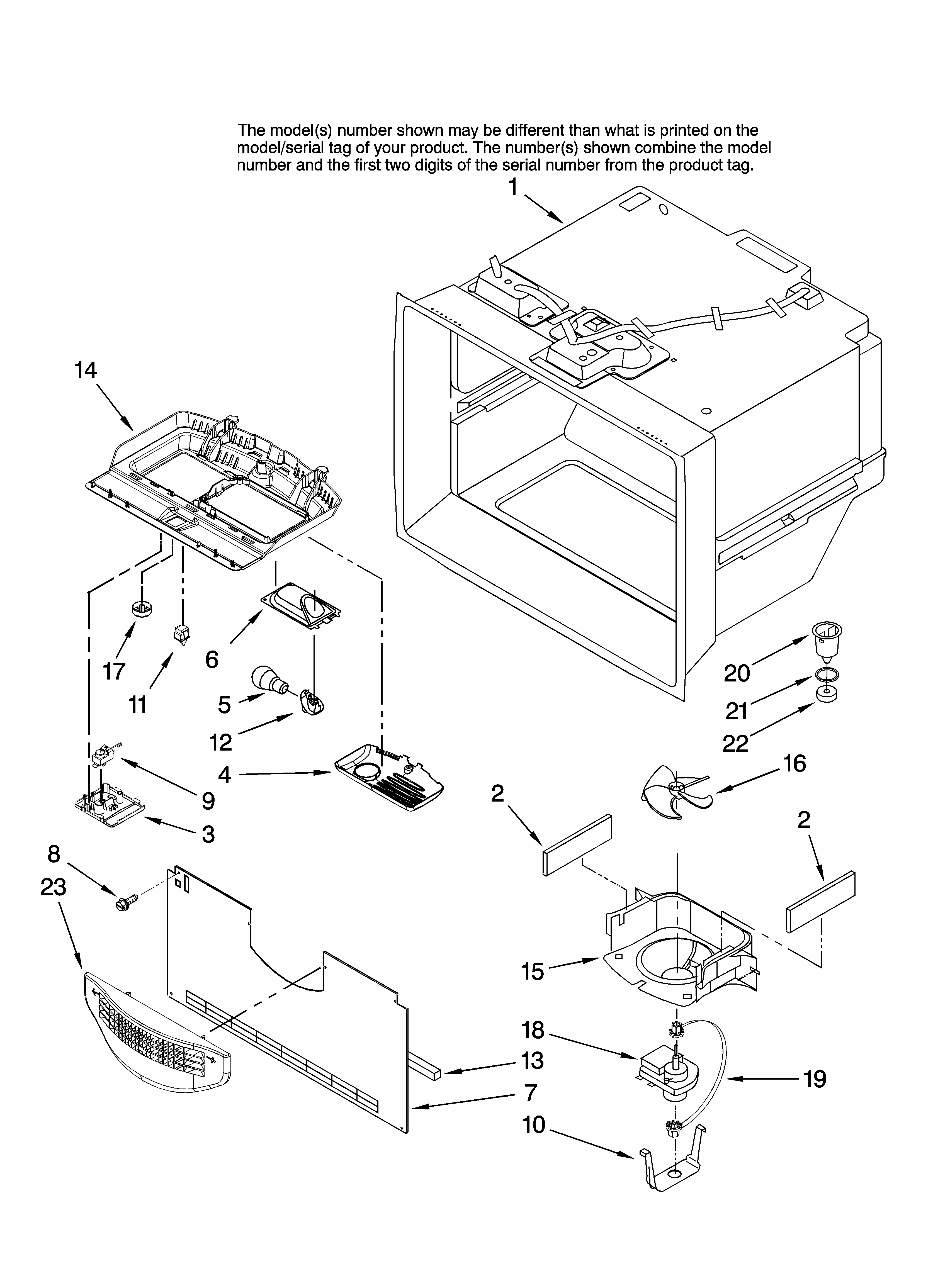Freezer Liner Parts Diagram and Parts List for GB9SHKXMQ13  Whirlpool Refrigerator