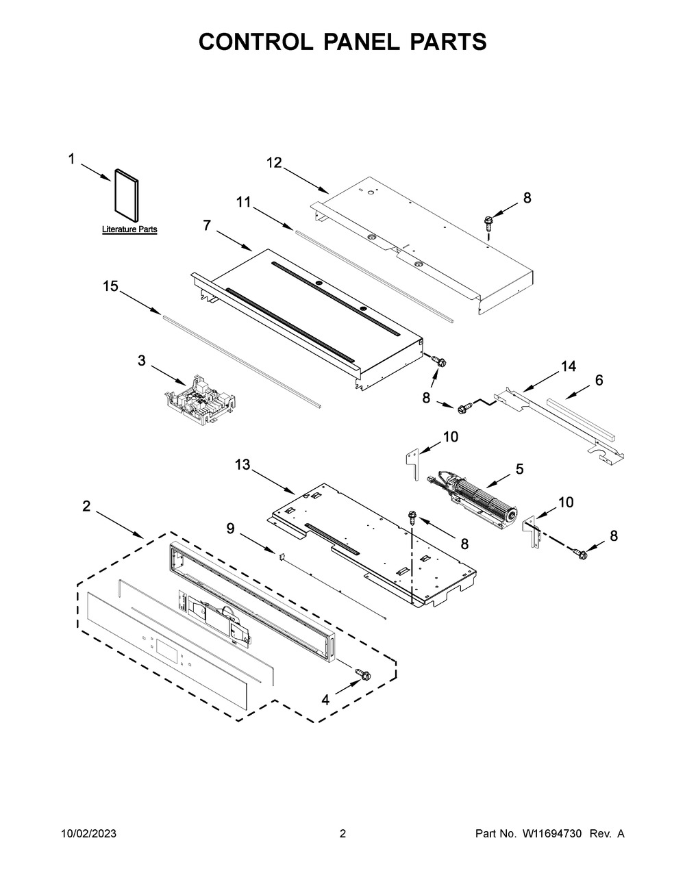 Control Panel Parts Diagram and Parts List for WOES7030PV01  Whirlpool Wall Oven