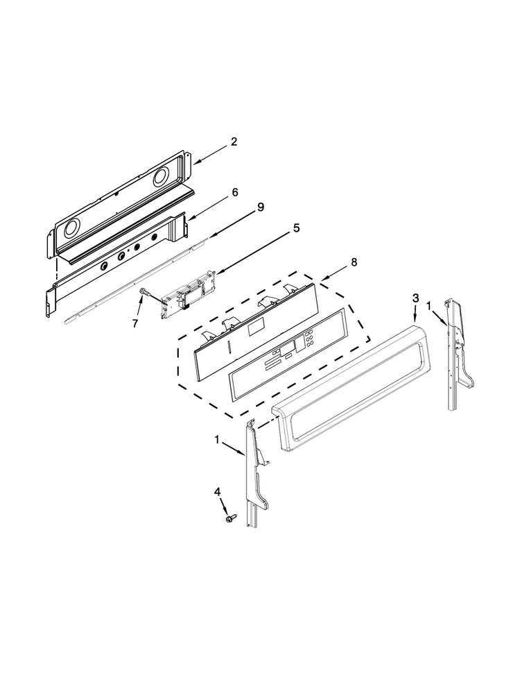 Control Panel Parts Diagram and Parts List for WGI925C0BS01  Whirlpool Range