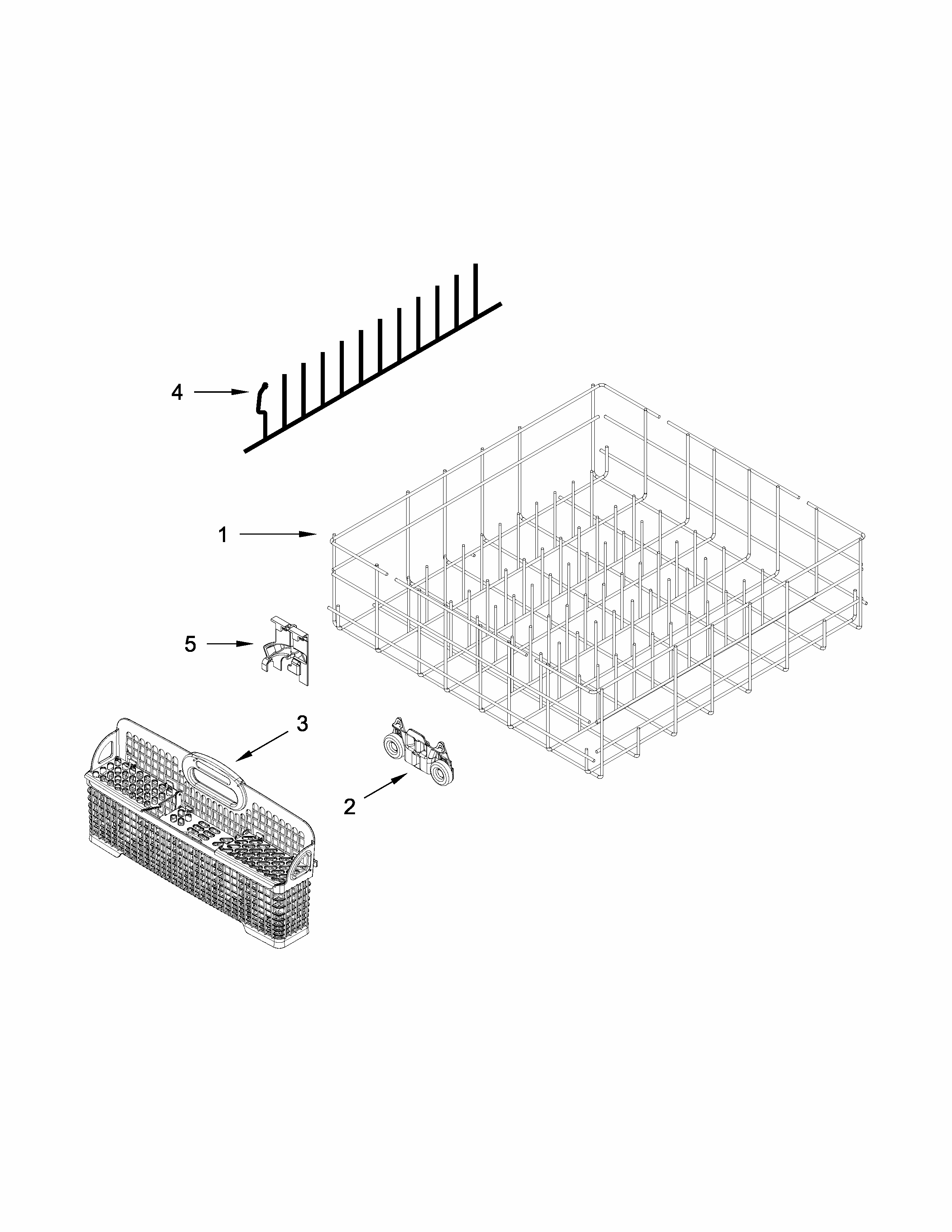 Lower Rack Parts Diagram and Parts List for IUD8500BX1  Whirlpool Dishwasher