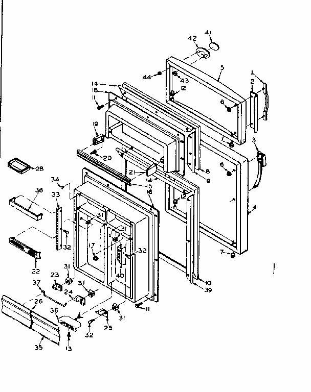 Door Parts Diagram and Parts List for 106W16EIML5  Kenmore Refrigerator