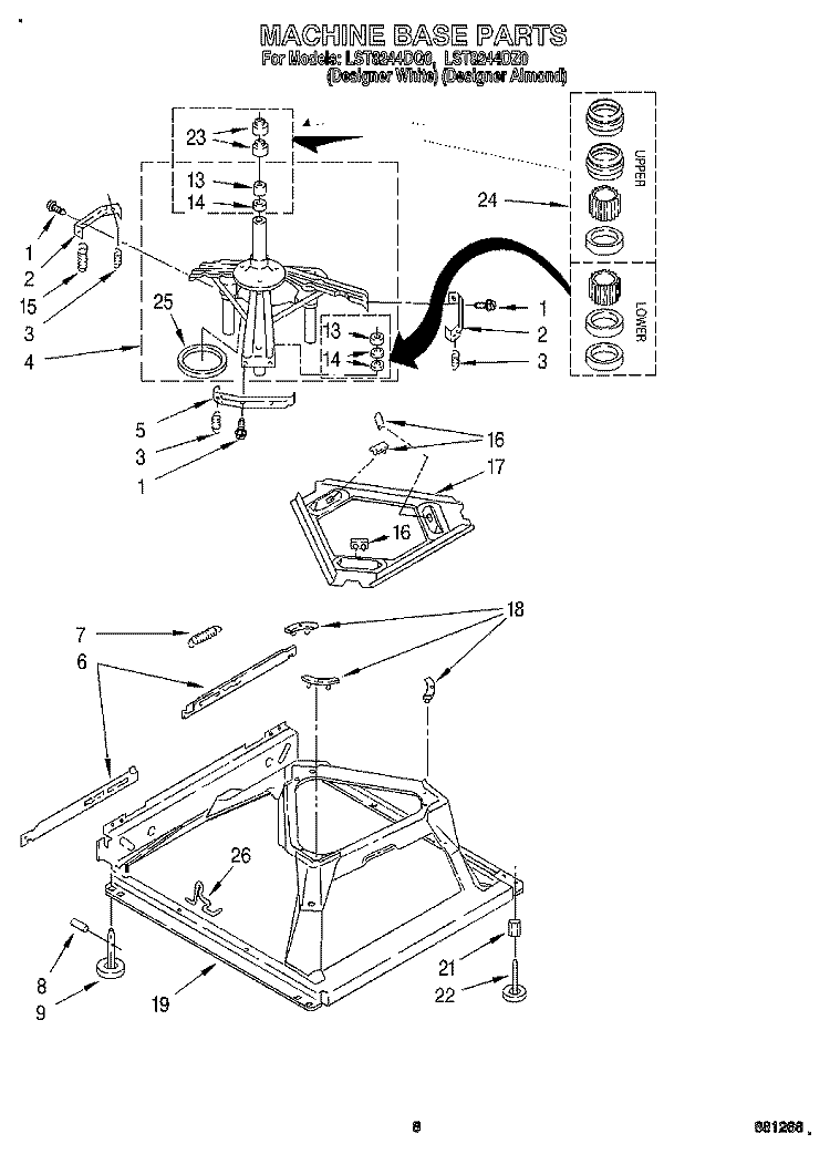 MACHINE BASE Diagram and Parts List for LST8244DZ0  Whirlpool Washer