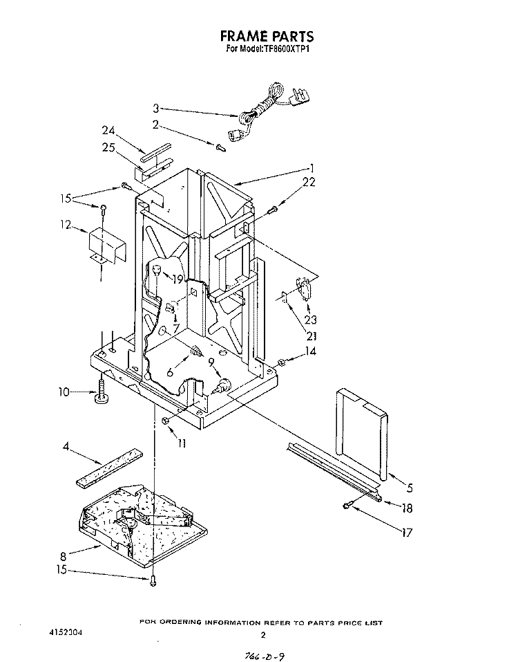 FRAME Diagram and Parts List for TF8600XTP1  Whirlpool Trash Compactor