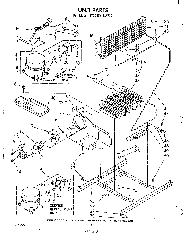 UNIT Diagram and Parts List for ET22MK1LWR0  Whirlpool Refrigerator