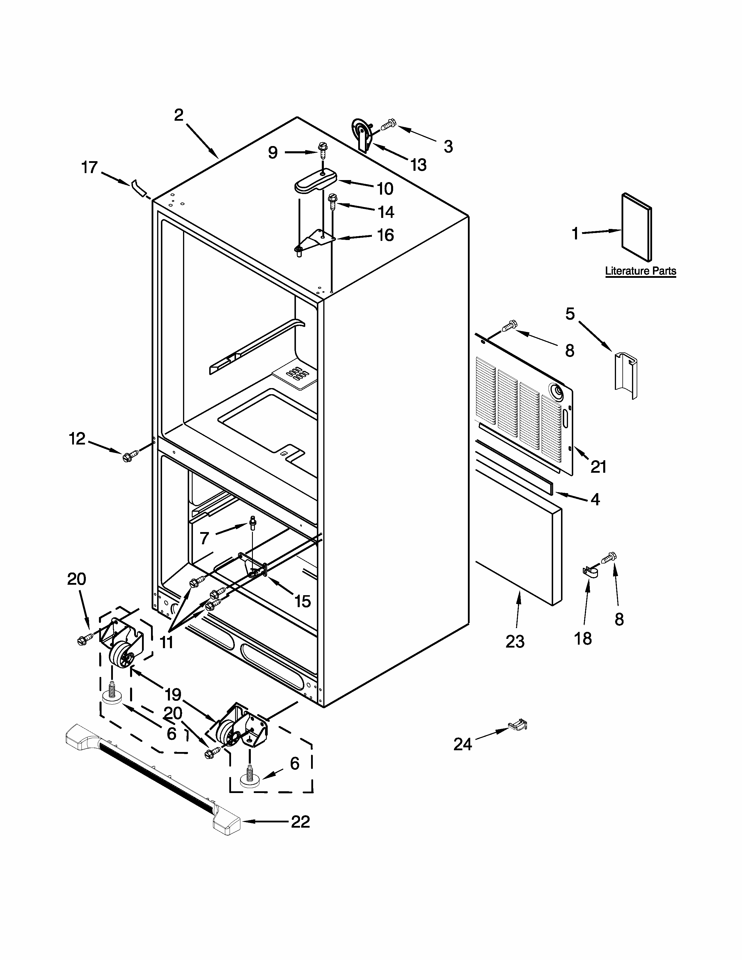Cabinet Parts Diagram and Parts List for 59679313510  Kenmore Refrigerator