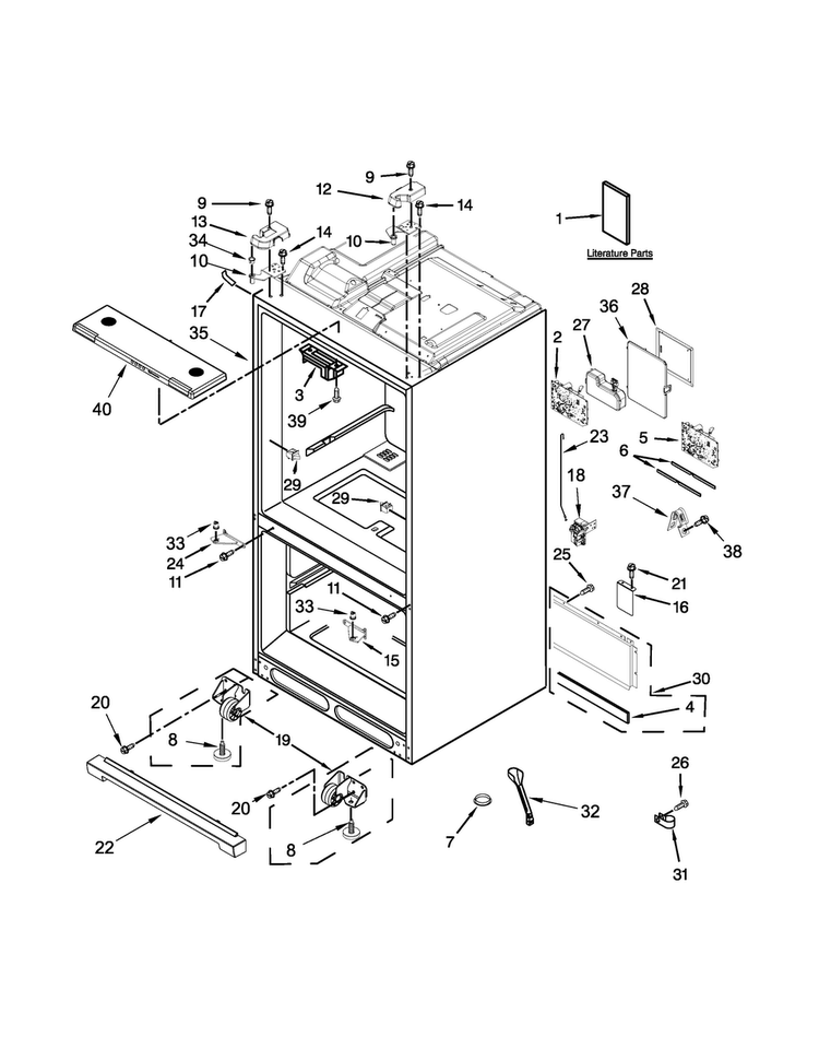 Cabinet Parts Diagram and Parts List for WRF997SDDM00  Whirlpool Refrigerator