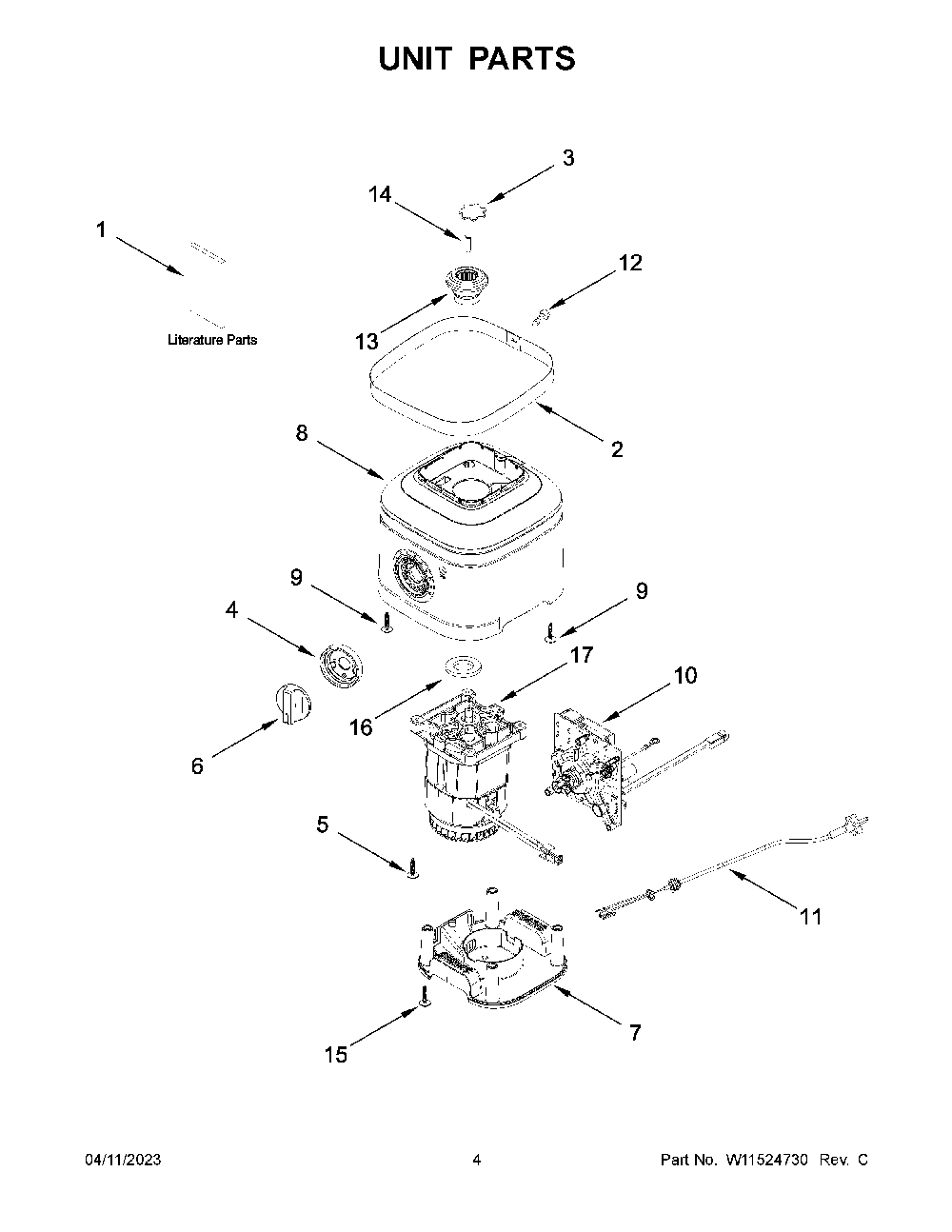 Unit Parts Diagram and Parts List for KSB4026HI0  KitchenAid Blender