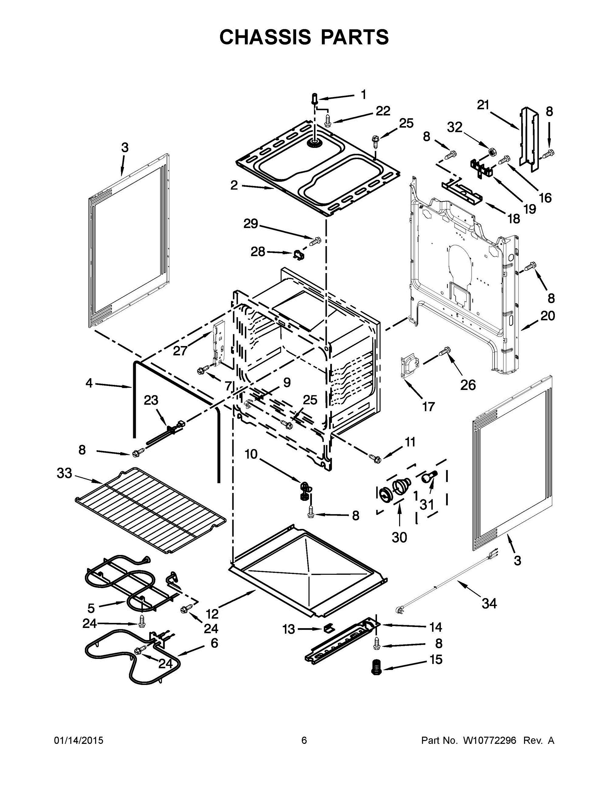 04 - CHASSIS PARTS Diagram and Parts List for YWFC150M0EB0  Whirlpool Range