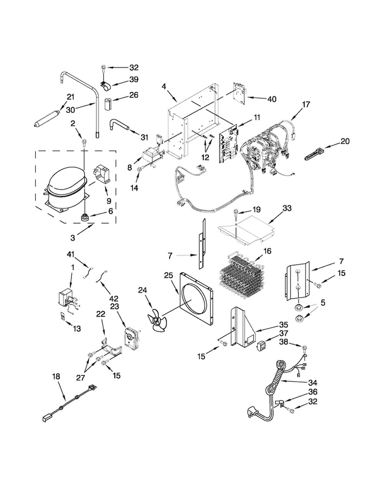 Upper Unit Parts Diagram and Parts List for KBRO36FTX08  KitchenAid Refrigerator
