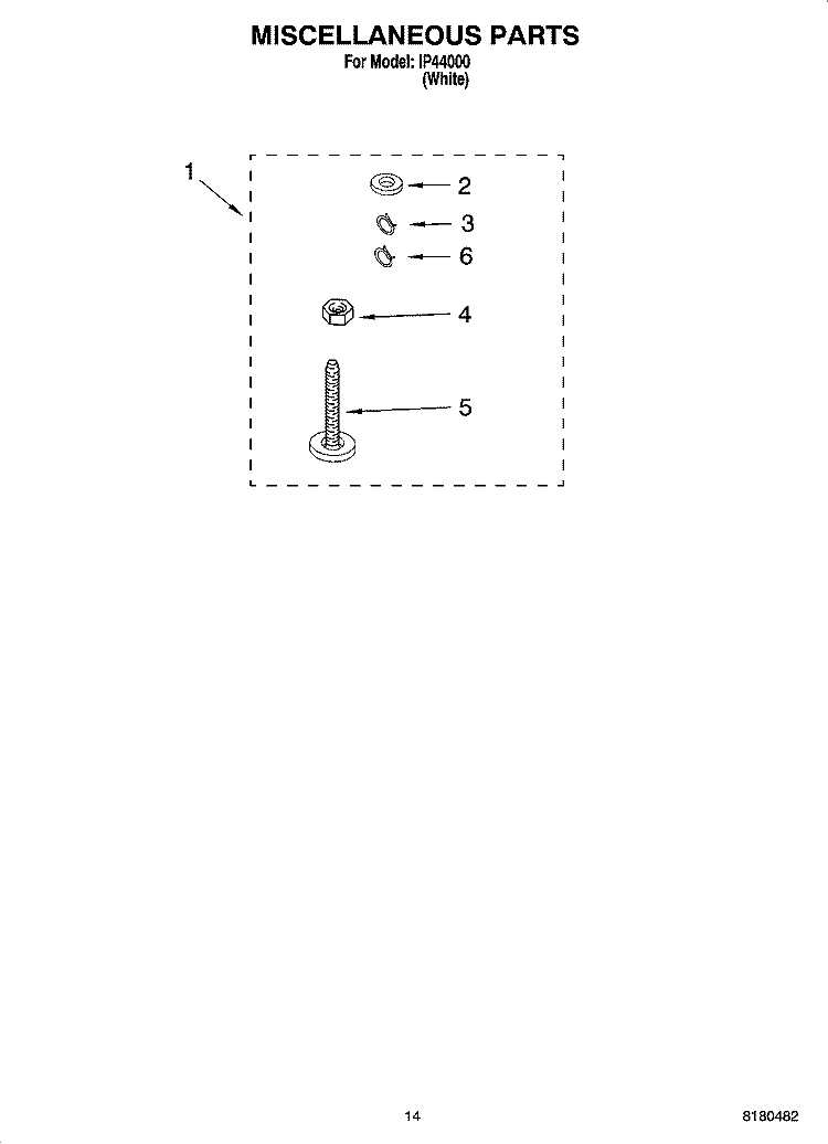MISCELLANEOUS  PARTS, OPTIONAL PARTS (NOT INCLUDED) Diagram and Parts List for IP44000  Inglis Washer