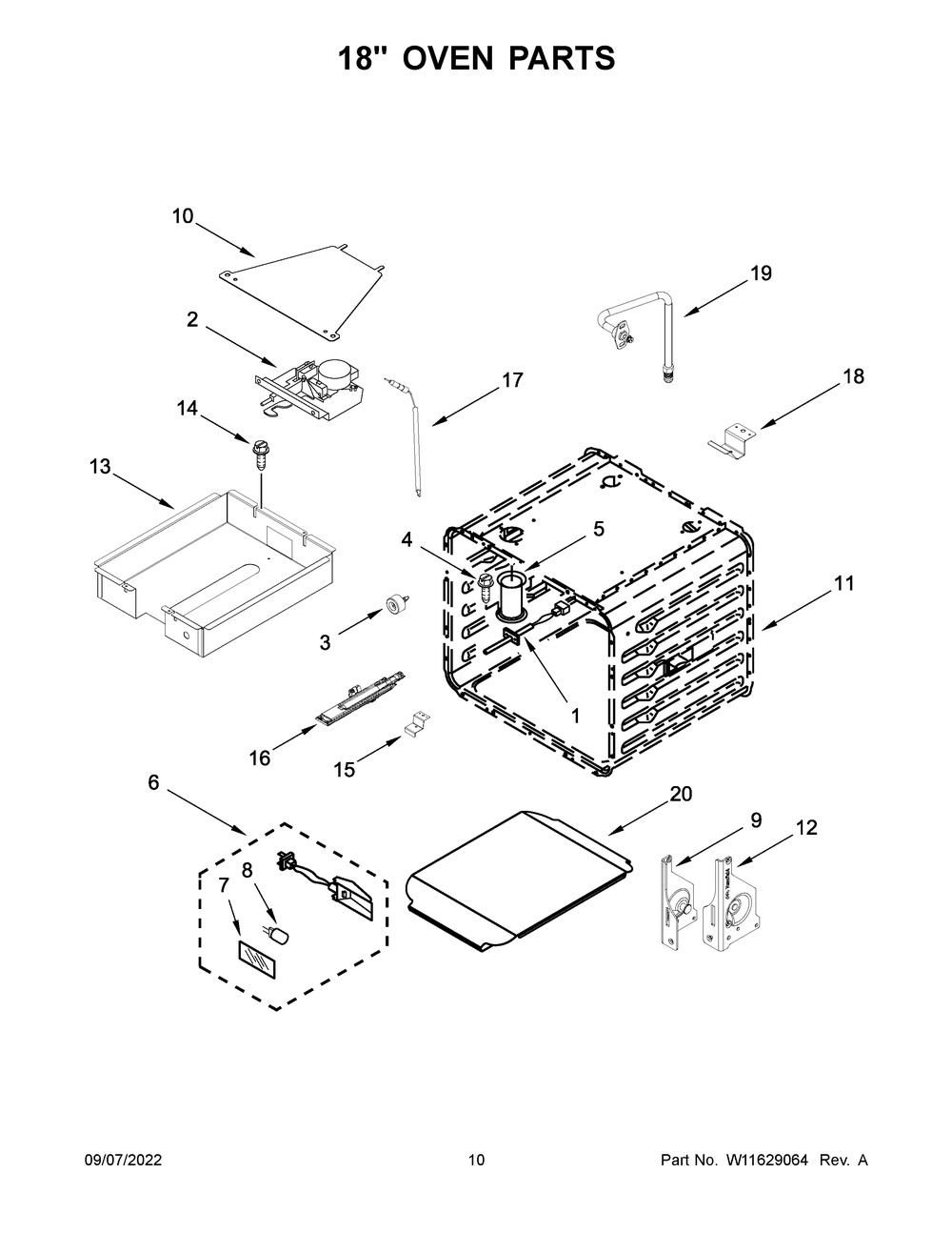 18-Inch Oven Parts Diagram and Parts List for KFGC558JAV02  KitchenAid Range