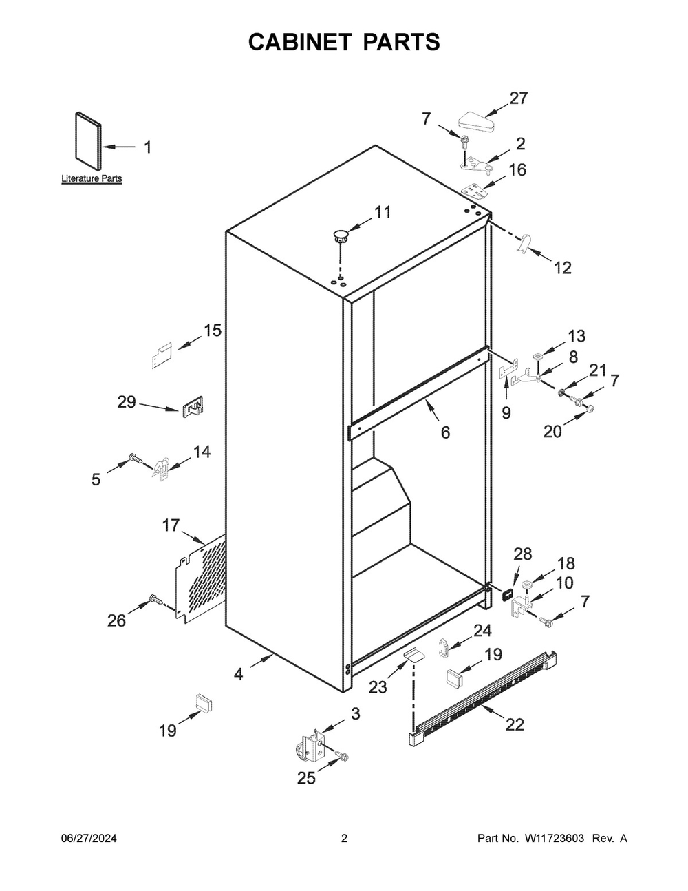 02 - Cabinet Parts Diagram and Parts List for WRT311FZDZ05  Whirlpool Refrigerator