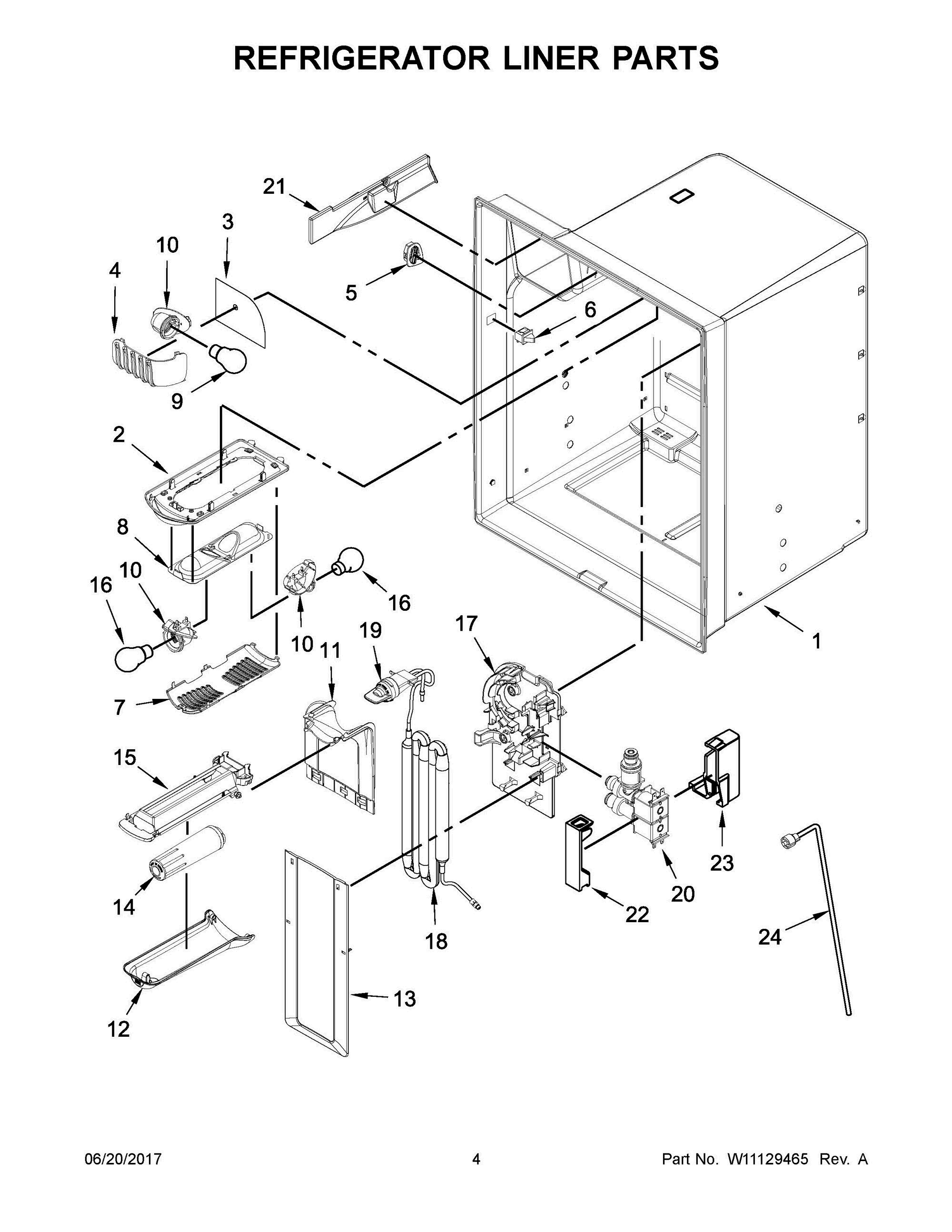 03 - REFRIGERATOR LINER PARTS Diagram and Parts List for WRF550CDHZ00  Whirlpool Refrigerator