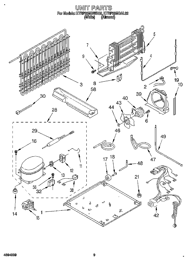 UNIT Diagram and Parts List for KTRP20MDAL02  Whirlpool Refrigerator