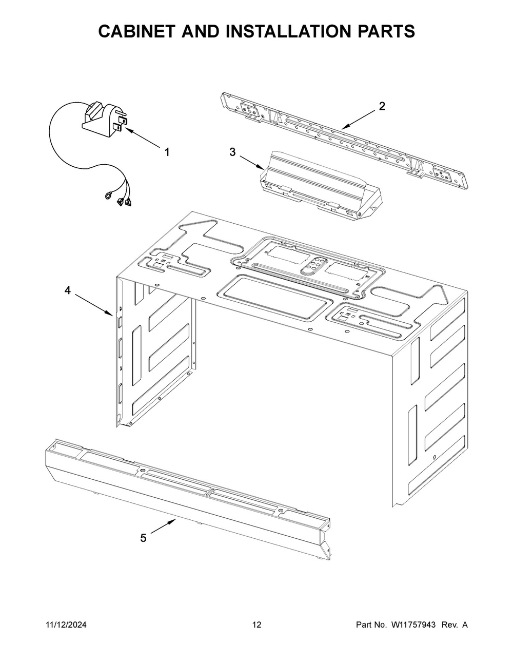07 - Cabinet And Installation Parts Diagram and Parts List for KMMS230RPS00  Whirlpool Microwave