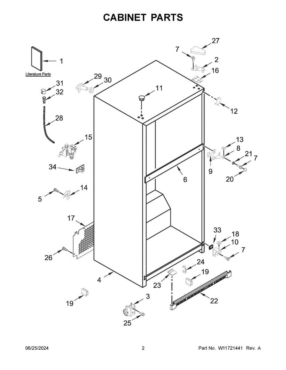 02 - Cabinet Parts Diagram and Parts List for WRT311FZDT04  Whirlpool Refrigerator