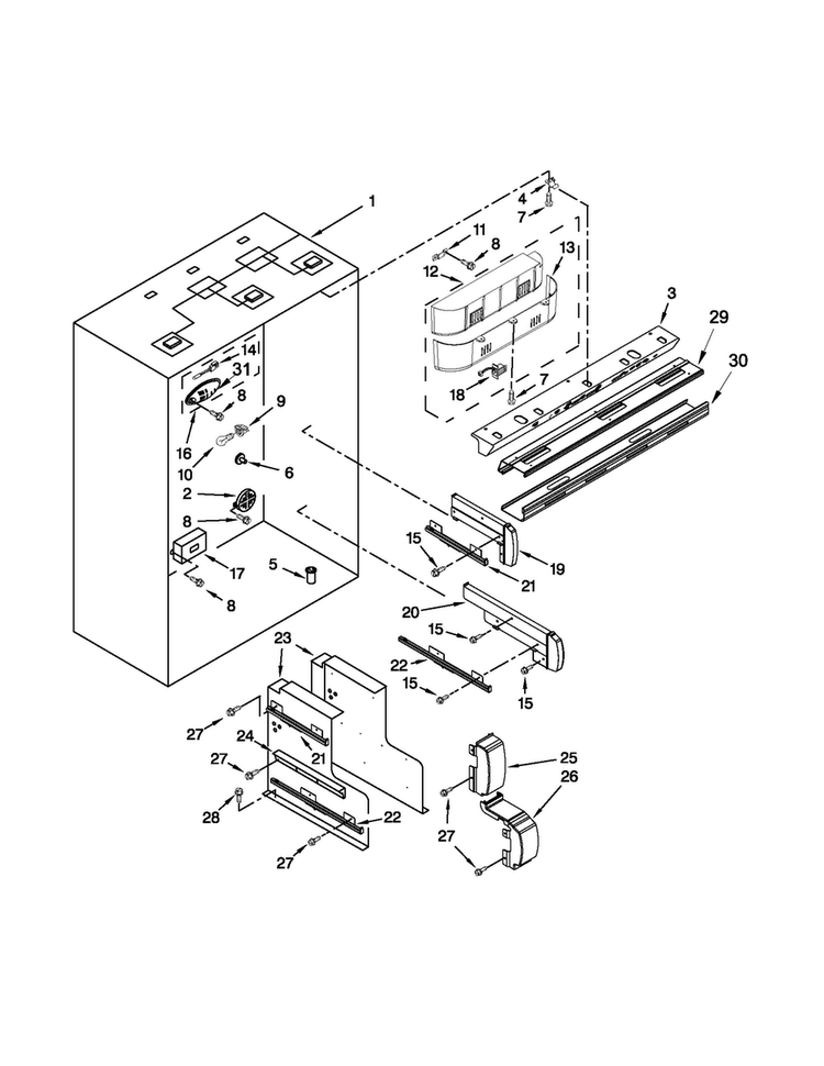 Refrigerator Liner Parts Diagram and Parts List for KBFO42FTX08  KitchenAid Refrigerator