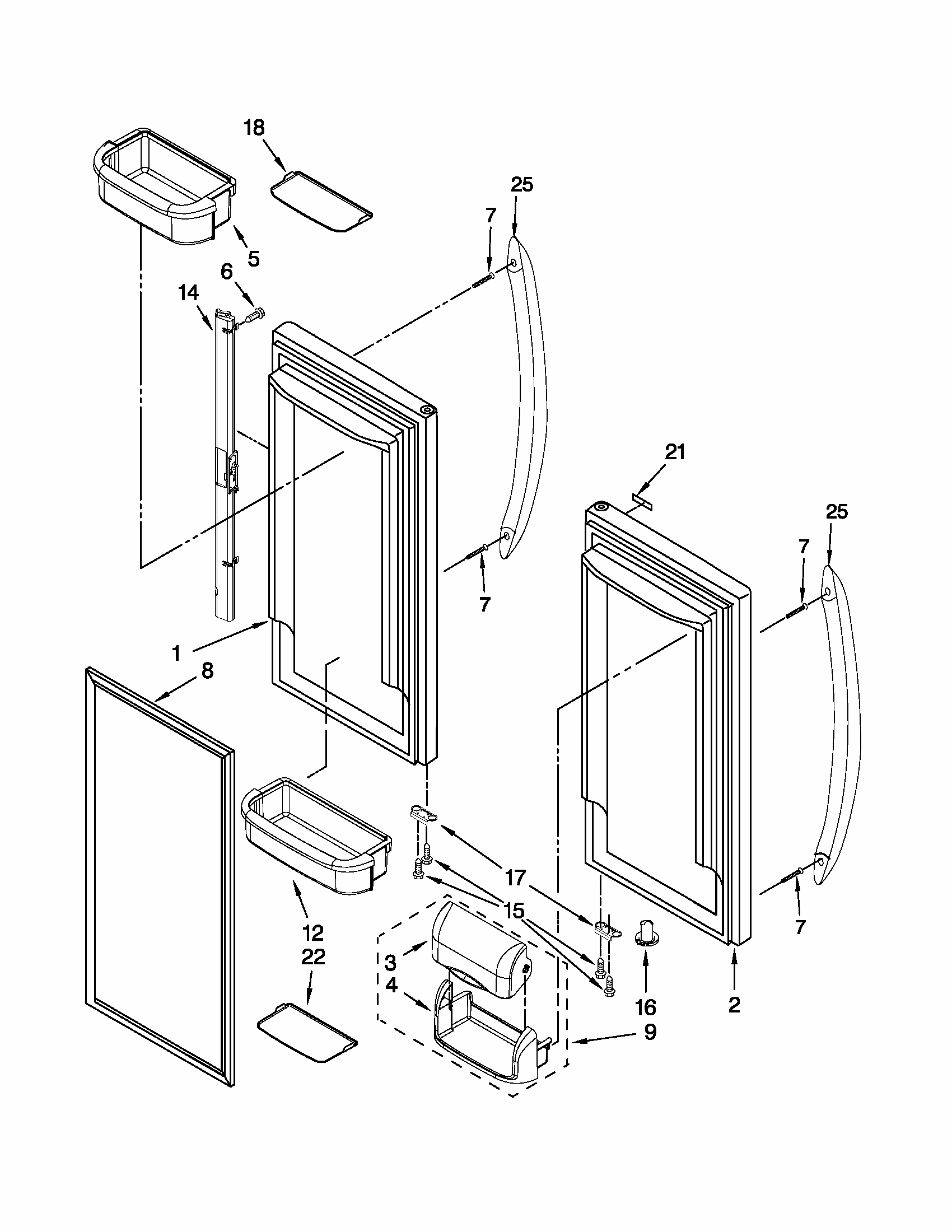 Refrigerator Door Parts Diagram and Parts List for 59679323012  Kenmore Refrigerator