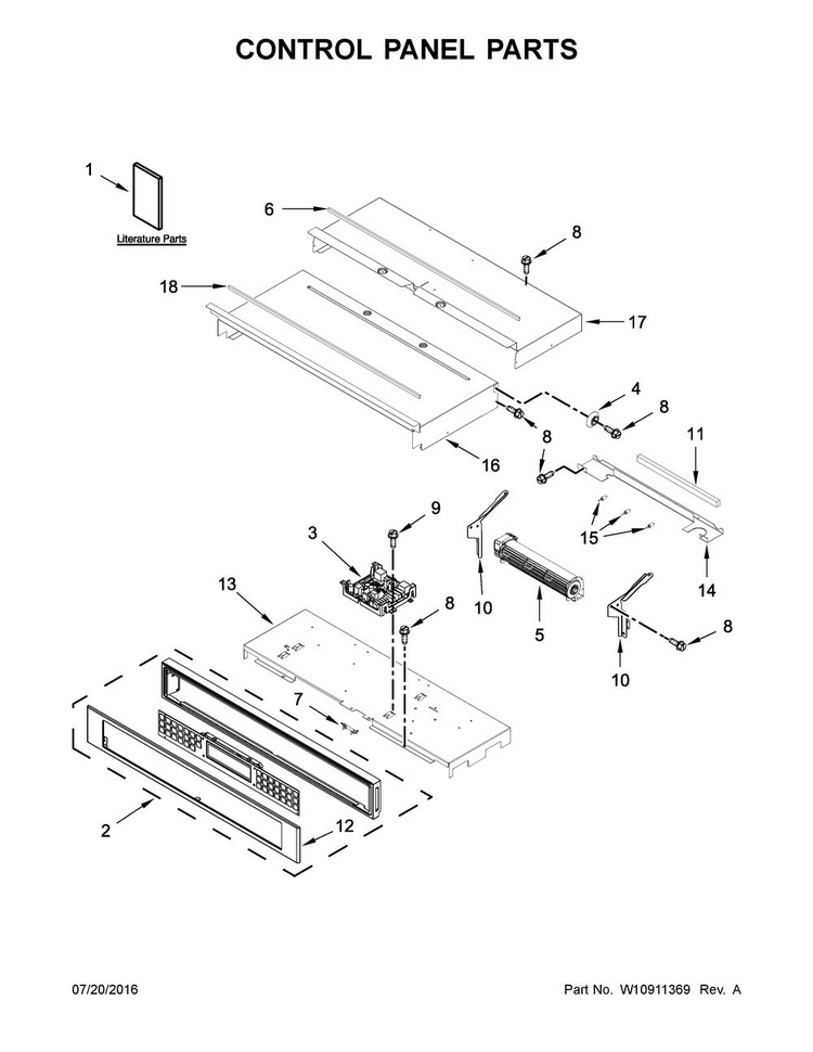 Control Panel Parts Diagram and Parts List for KODE307ESS02  KitchenAid Wall Oven