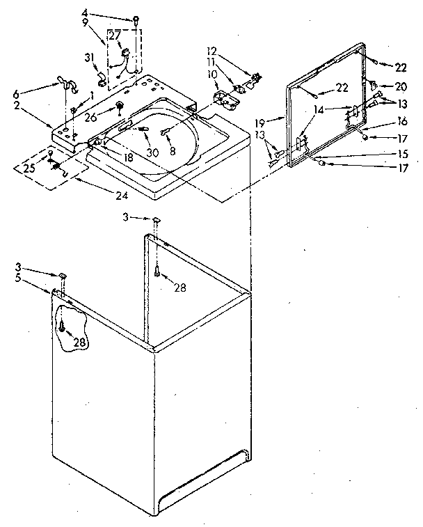 Top And Cabinet Diagram and Parts List for LA5300XSN0  Whirlpool Washer