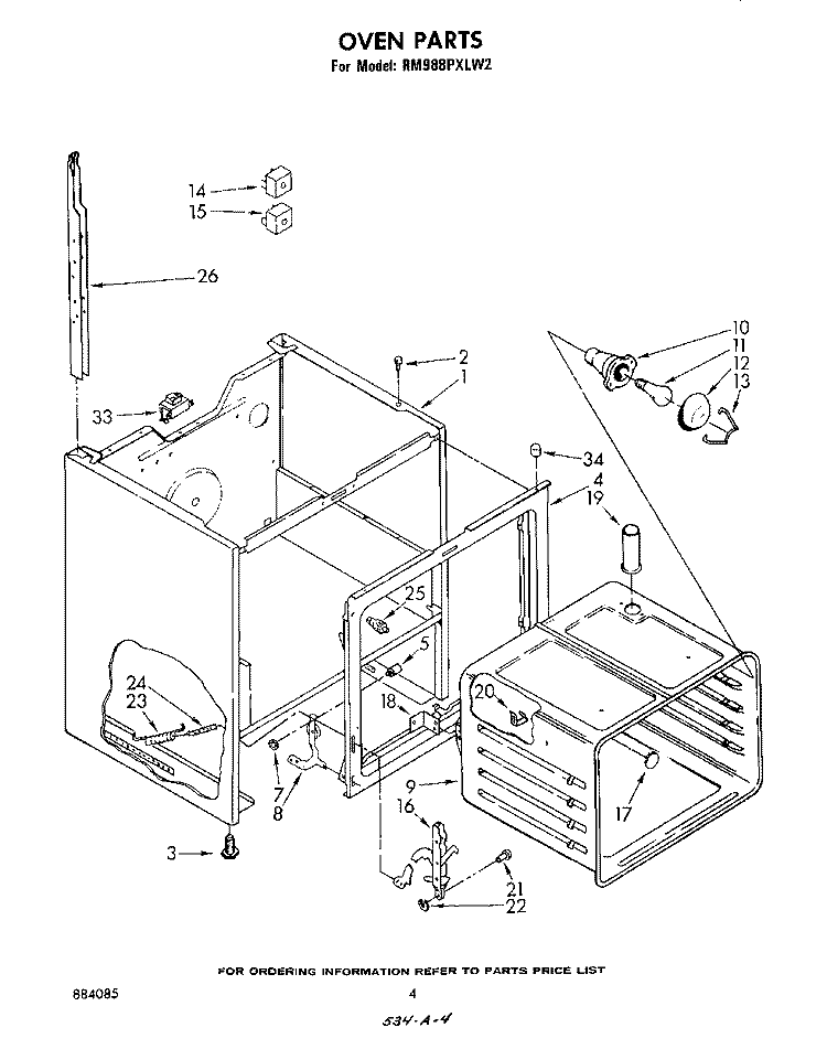 OVEN Diagram and Parts List for RM988PXLW2  Whirlpool Microwave Oven Combo
