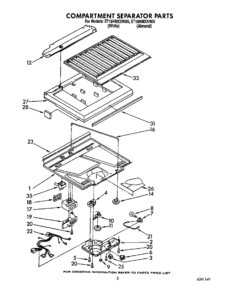 COMPARTMENT SEPARATOR Diagram and Parts List for ET18HMXXN00  Whirlpool Refrigerator